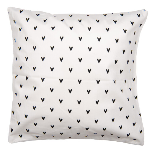 Fata perna decorativa textil alb negru Inimioara 45x45 cm