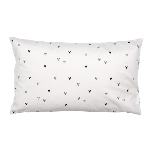Fata perna decorativa textil alb negru Inimioara 30x50 cm