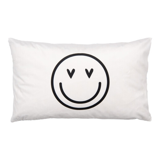 Fata perna decorativa textil alb negru Smile 30x50 cm