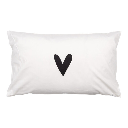 Fata perna decorativa textil alb negru Heart 30x50 cm