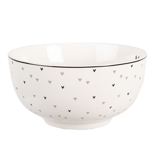 Bol portelan alb negru gri Ø 14x7 cm / 500 ml