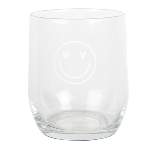 Set 6 pahare sticla transparenta alba Smile Ø 8x9 cm / 300 ml
