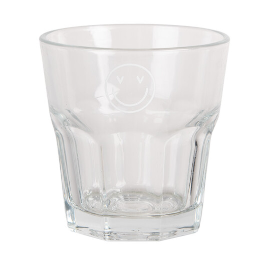 Set 6 pahare sticla transparenta alba Smile Ø 8x8 cm / 200 ml