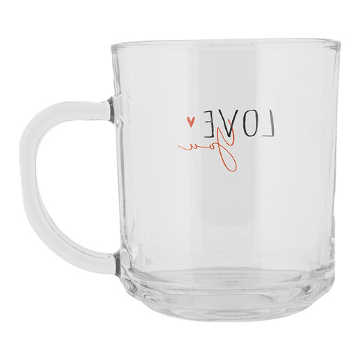 Cana sticla multicolora Love 11x8x9 cm / 200 ml