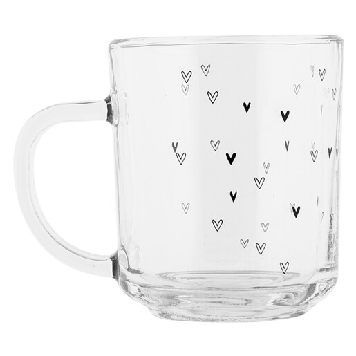 Set 6 cani sticla neagra transparenta Inimioare 11x8x9 cm / 200 ml