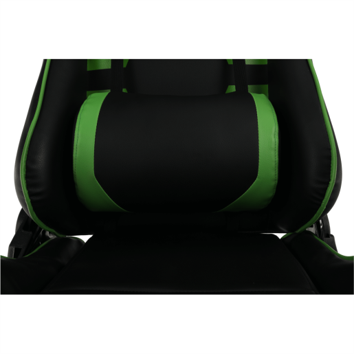 Scaun gaming tapiterie piele ecologica neagra verde Bilgi 62x78x130 cm