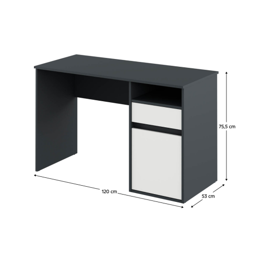 Birou DTD grafit alb Bili 120x53x75.5 cm