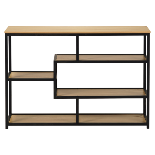 Raft pardoseala mdf laminat stejar fier negru Bilote 114x33x78 cm