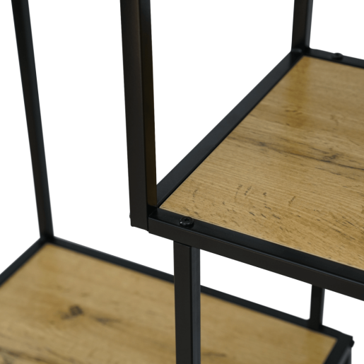 Raft metal negru MDF stejar Bilote 77x33x114.5 cm 