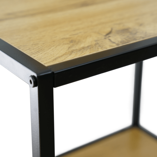 Raft metal negru MDF stejar Bilote 77x33x114.5 cm 