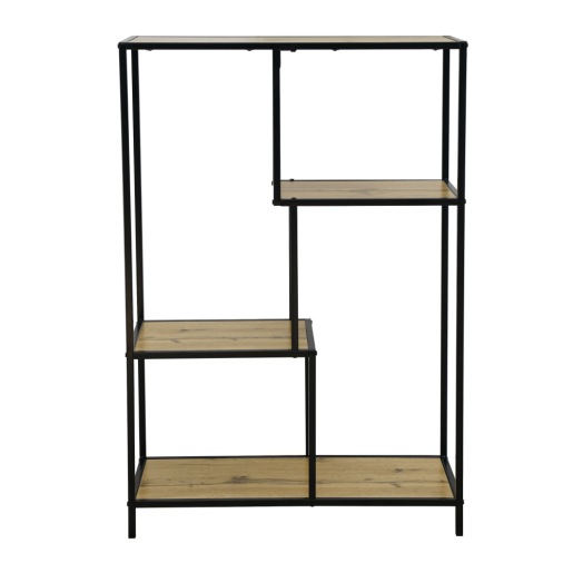 Raft metal negru MDF stejar Bilote 77x33x114.5 cm 