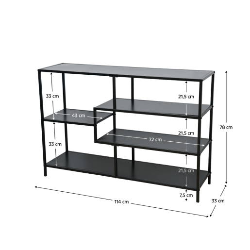 Raft metal negru Bilote 114x33x78 cm