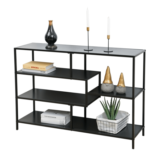 Raft metal negru Bilote 114x33x78 cm