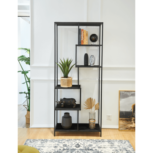 Raft metal negru Bilote 77x33x185 cm