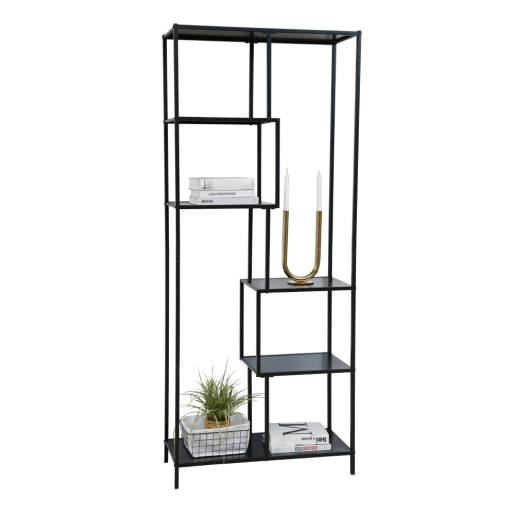 Raft metal negru Bilote 77x33x185 cm
