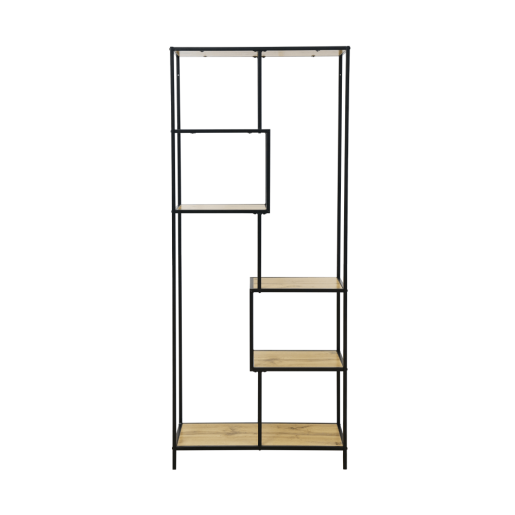 Raft metal negru MDF stejar Bilote 77x33x185 cm