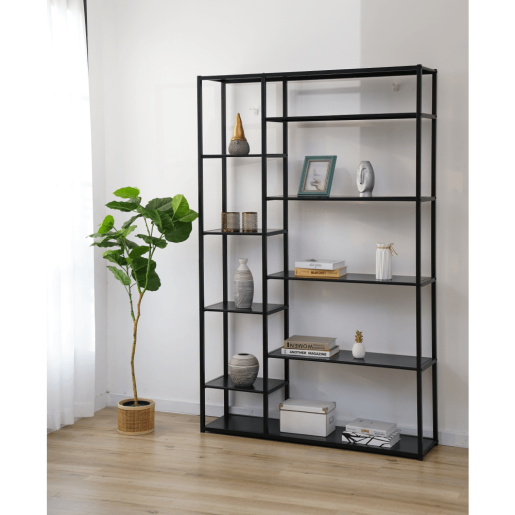 Raft metal negru Bilote 120x30x188 cm 