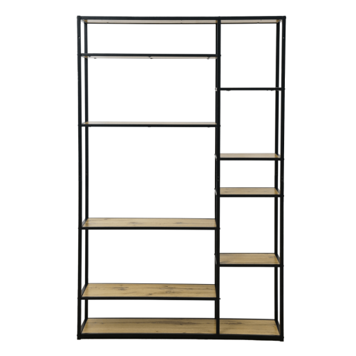 Raft metal negru MDF stejar  Bilote 120x30x188 cm 