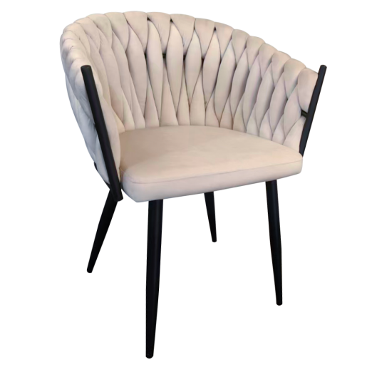 Scaun dining catifea bej metal negru Bler 64x55x78 cm