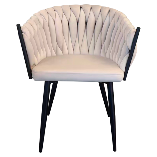 Scaun dining catifea bej metal negru Bler 64x55x78 cm