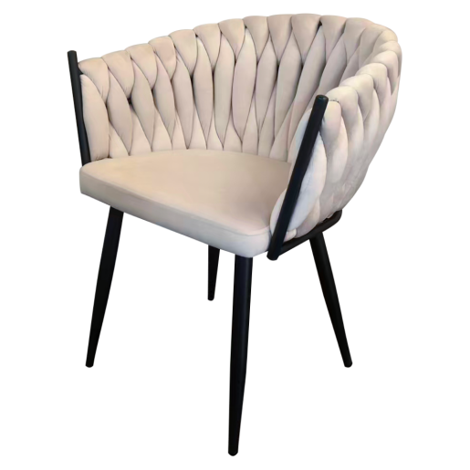 Scaun dining catifea bej metal negru Bler 64x55x78 cm