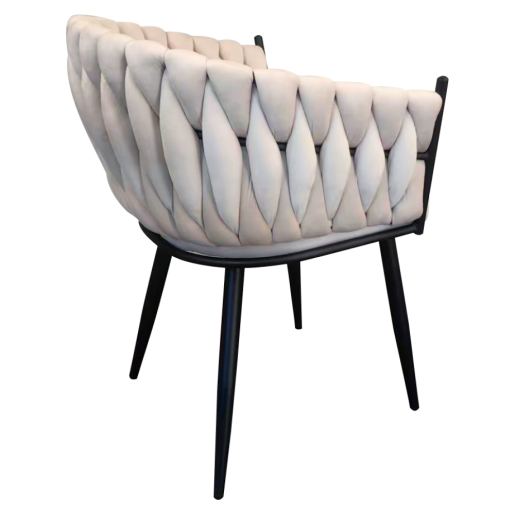 Scaun dining catifea bej metal negru Bler 64x55x78 cm