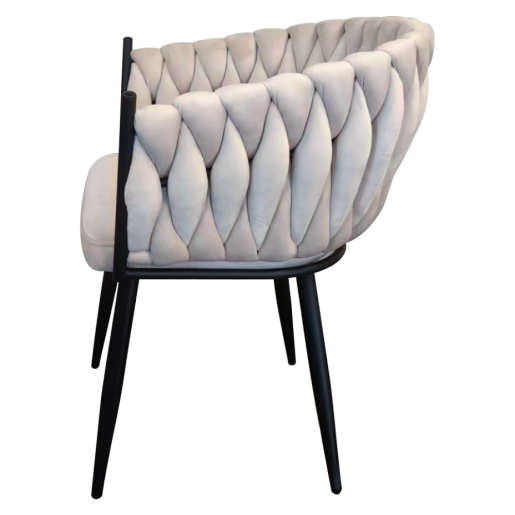 Scaun dining catifea bej metal negru Bler 64x55x78 cm