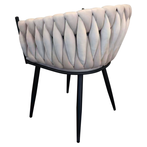 Scaun dining catifea bej metal negru Bler 64x55x78 cm