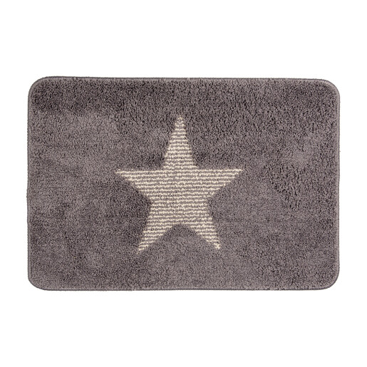Covoras baie textil gri crem 58x38x1 cm