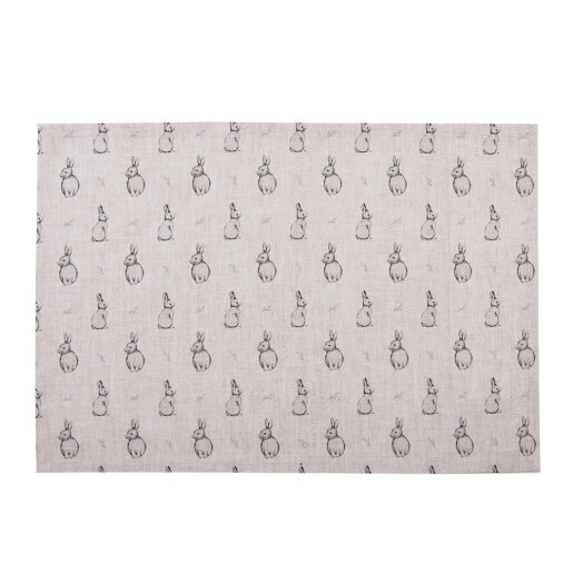 Set 6 suporturi farfurii bumbac bej gri Iepurasi 48x33 cm