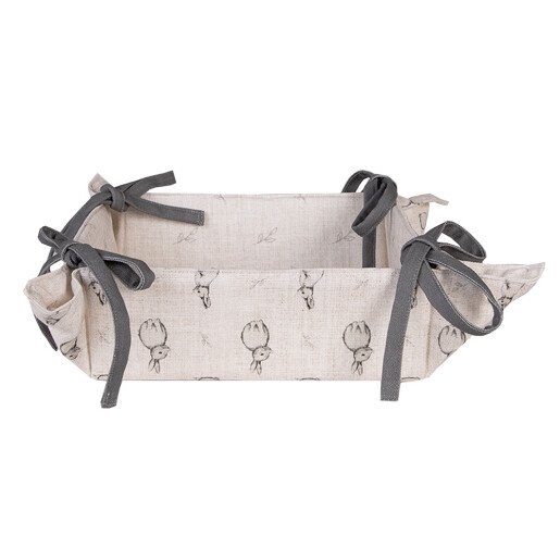 Cos paine bumbac bej gri Iepurasi 35x35x8 cm