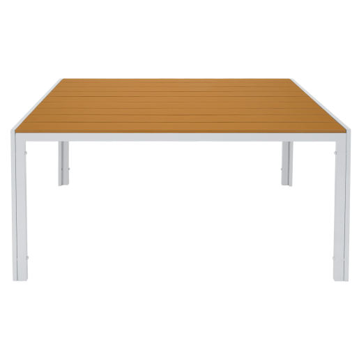 Masa de gradina otel alb stejar Bonto 150x90x73 cm