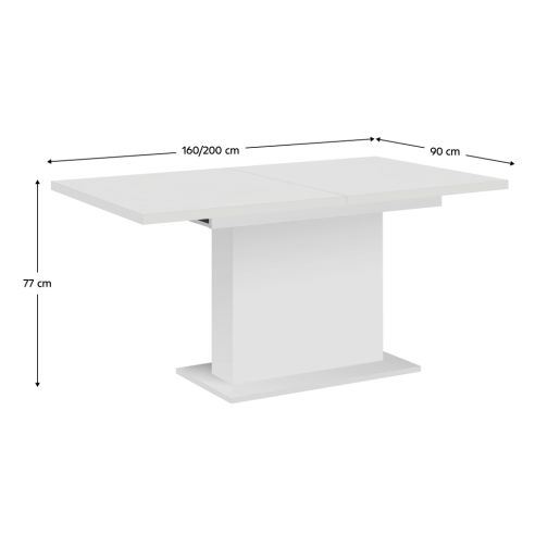 Masa extensibila DTD alb Boba 160-200x90x77 cm