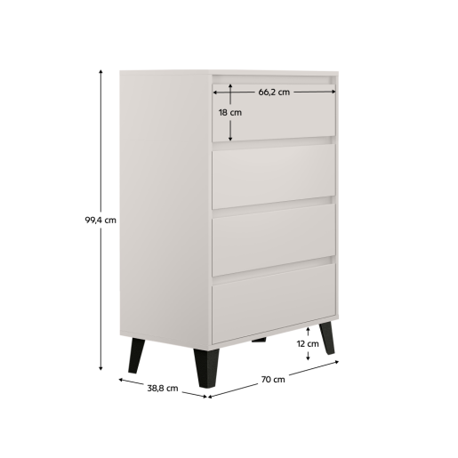 Comoda DTD laminat casmir negru Bogan 70x38,8x99,4 cm