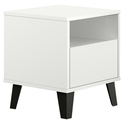 Noptiera DTD alb negru Bogan 40x38,8x45,6 cm