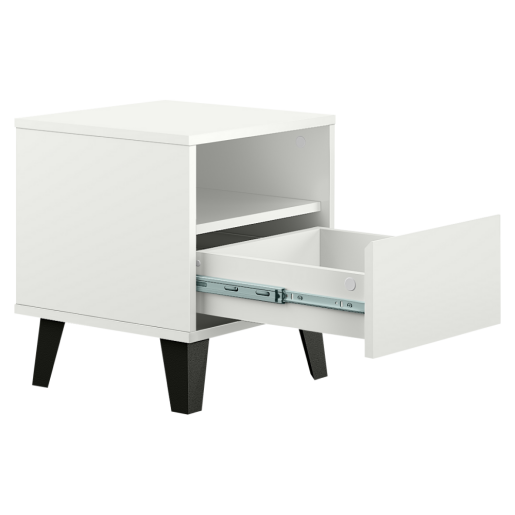 Noptiera DTD alb negru Bogan 40x38,8x45,6 cm