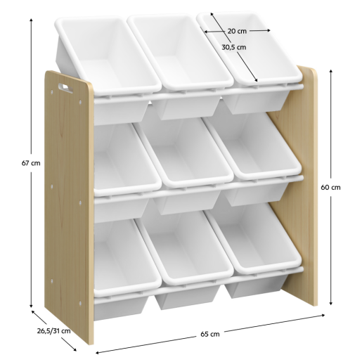 Raft, organizator mdf natur plastic alb Bois 65x26,5/31x67 cm