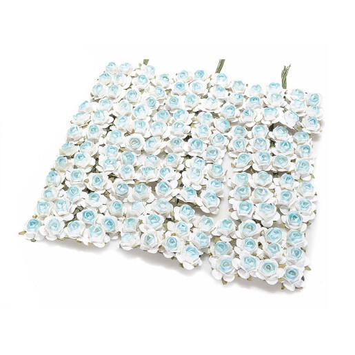 Set 144 mini Trandafiri alb albastru 1.6x18 cm
