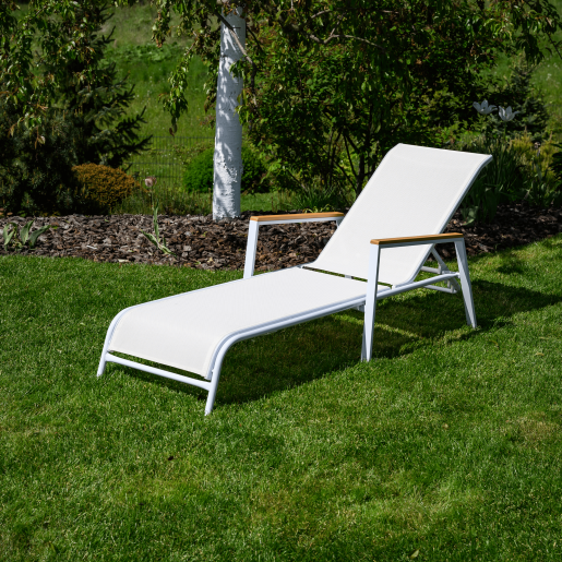 Sezlong gradina alb maro Bonto  64x161x48/100 cm