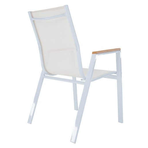 Scaun de gradina stivuibil otel alb stejar Bonto 61x56x90 cm