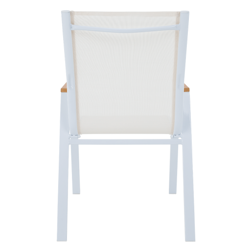 Scaun de gradina stivuibil otel alb stejar Bonto 61x56x90 cm