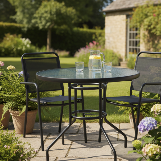 Masa gradina terasa, rotunda, otel sticla Borgen 80x80x71 cm