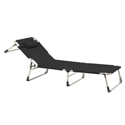 Sezlong gradina pliabil negru bej Bovry 71x190x71 cm