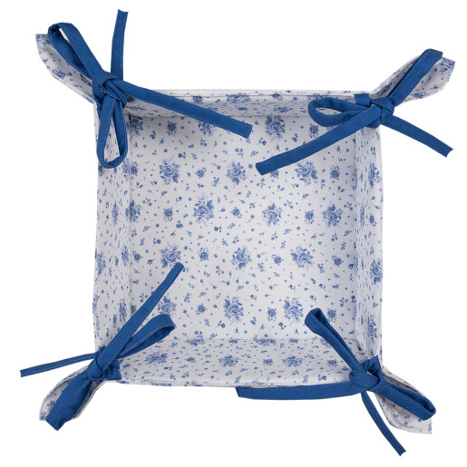 Cos paine bumbac alb albastru 35x35x8 cm