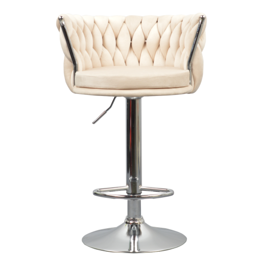 Scaun bar de design catifea bej crom Brin 53x50x80/102 cm