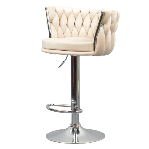 Scaun bar de design catifea bej crom Brin 53x50x80/102 cm