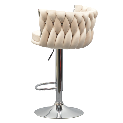 Scaun bar de design catifea bej crom Brin 53x50x80/102 cm