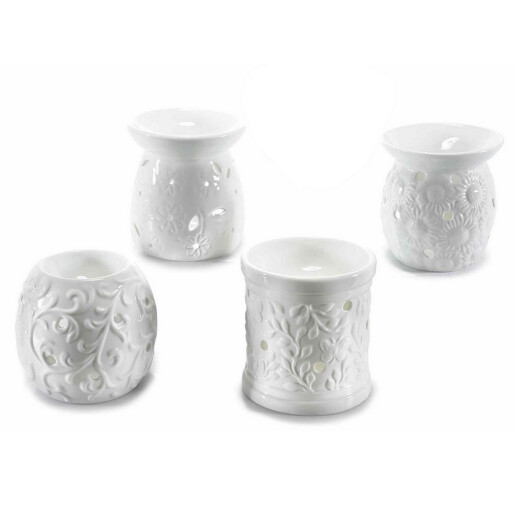 Set 4 difuzoare parfum camera ceramica alba Ø 9 cm x 9,5 H