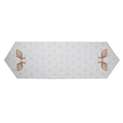 Traversa masa bumbac alb maro Iepurasi 50x160 cm