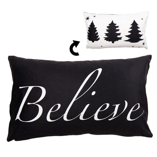 Fata perna Believe textil negru alb 30x50 cm